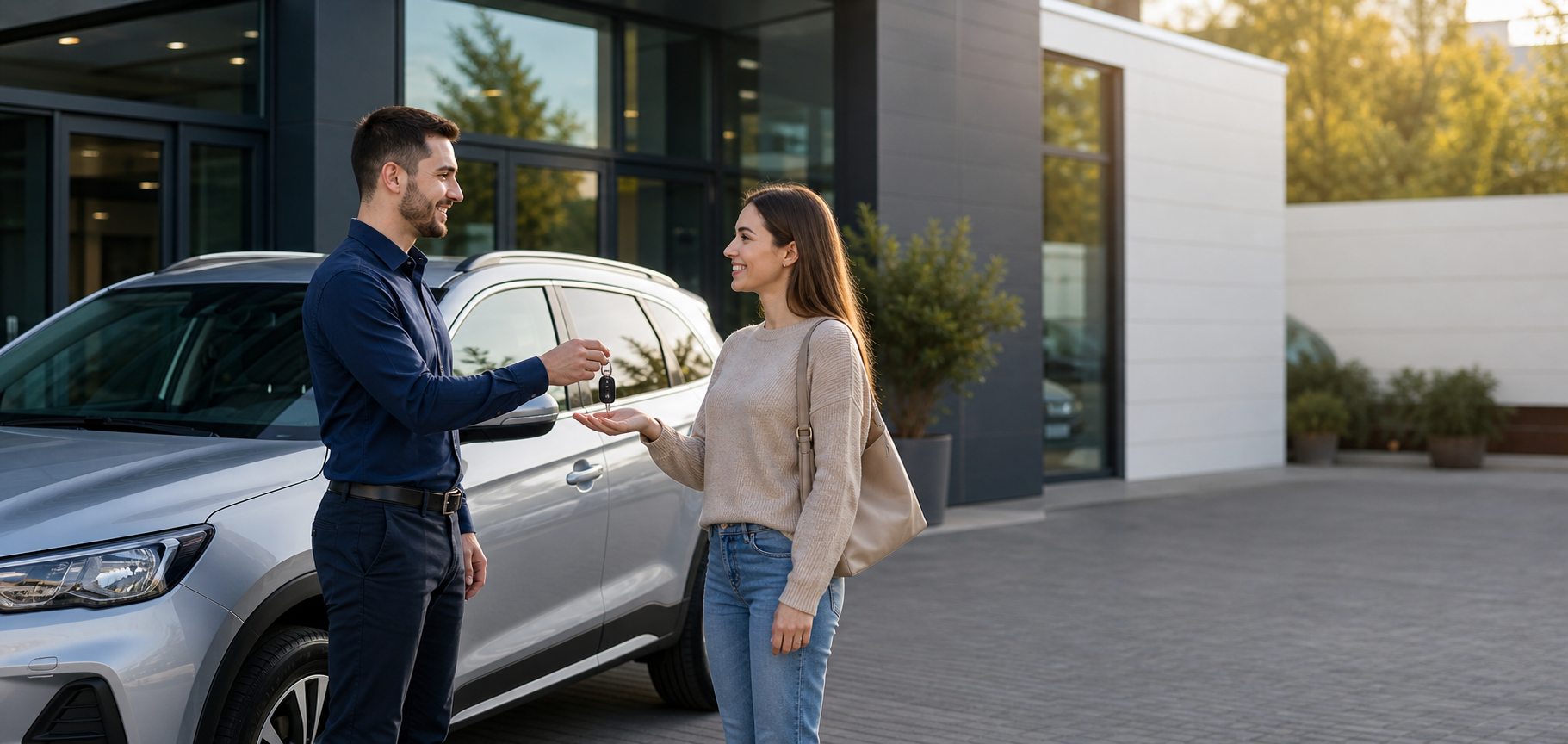 Operator care preda cheile masinii unui client